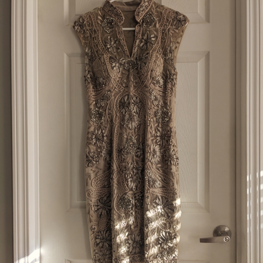 Sue Wong Nocturne Dresses Sue Wong  cocktail dress. Size 4. Taupe/gold